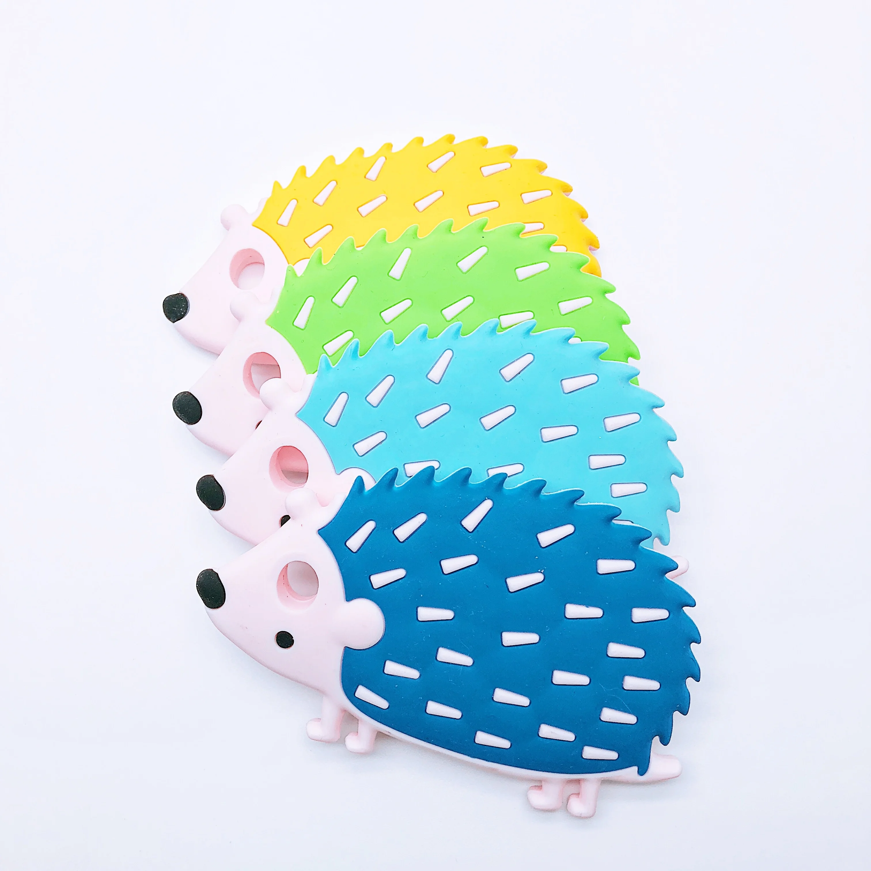 Original New Design Hedgehog Teether Soft Silicone Teething Baby Toy With Silicone Beads Pacifier Clip
