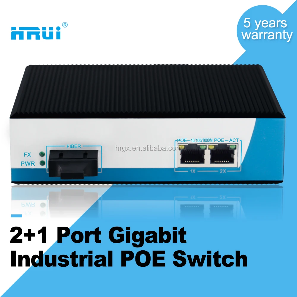 HRUI All port ant-thunder 6000V din rial 3 port industrial 4 way 32 port injector Ethernet switch with poe hub