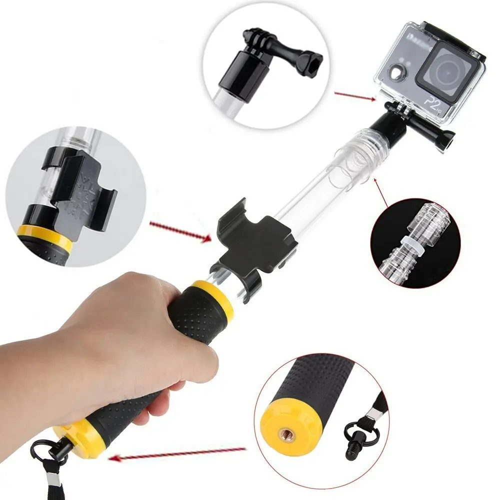 
Top selling products Transparent Float Selfie Pole Extendable Floating Monopod Handheld Cameras Selfie Stick for GoPros 