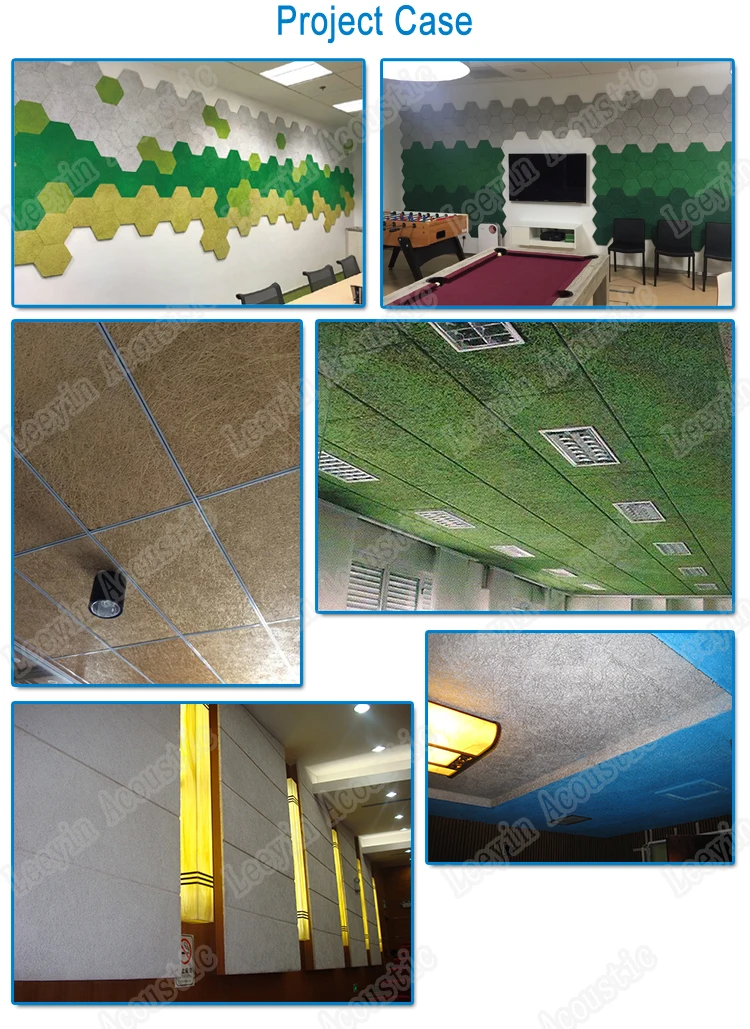 Leeyin gymnasium Anti-fire Soundproof Mineral Wool  Acoustic Panels wood wool acoustic panel