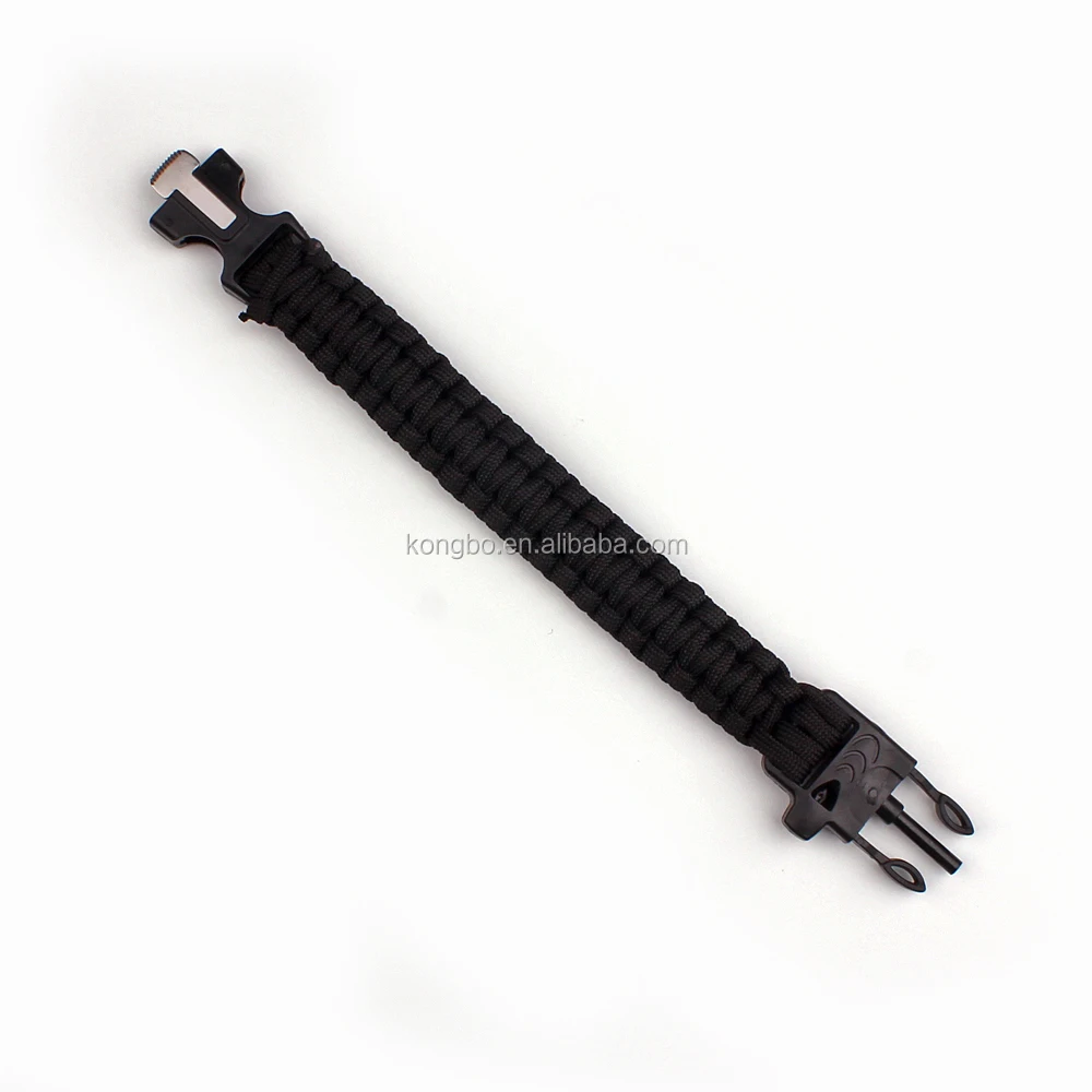 KongBo 4 in 1 Flint Fire Starter Outdoor Paracord Survival Bracelet