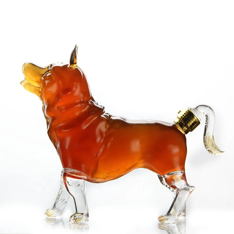 big capacity animal shape dog design borosilicate glass wine bottle