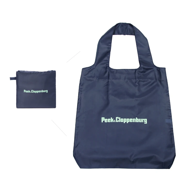 Polyester Tote Boutique Shopping Folding Bags, Foldable Shopping Bag With Pocket Logo