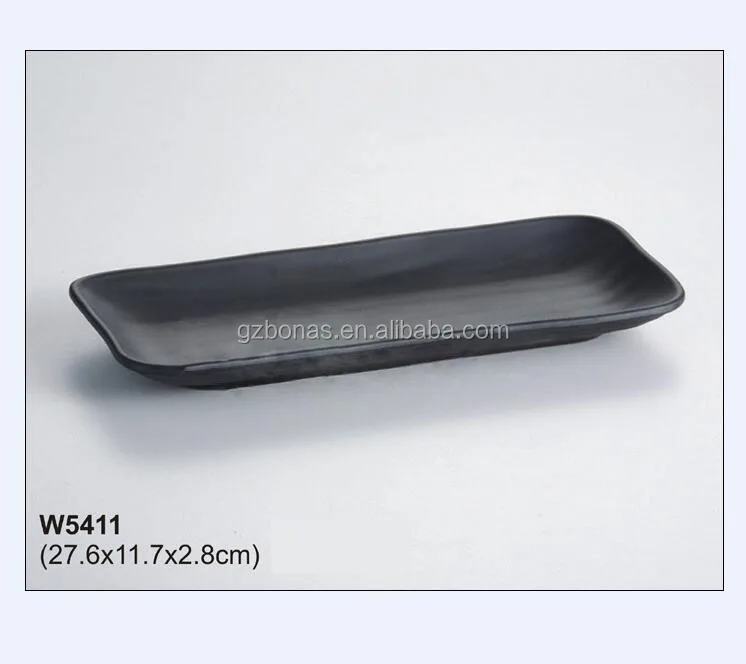 Black melamine tableware plate, kitchen melamine plate, melamine charger plates