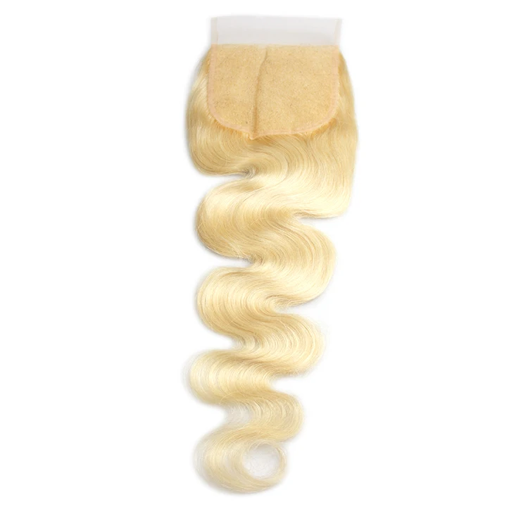 cuticle aligned natural 613 blonde color body wave hair products 4x4 lace closure for black women