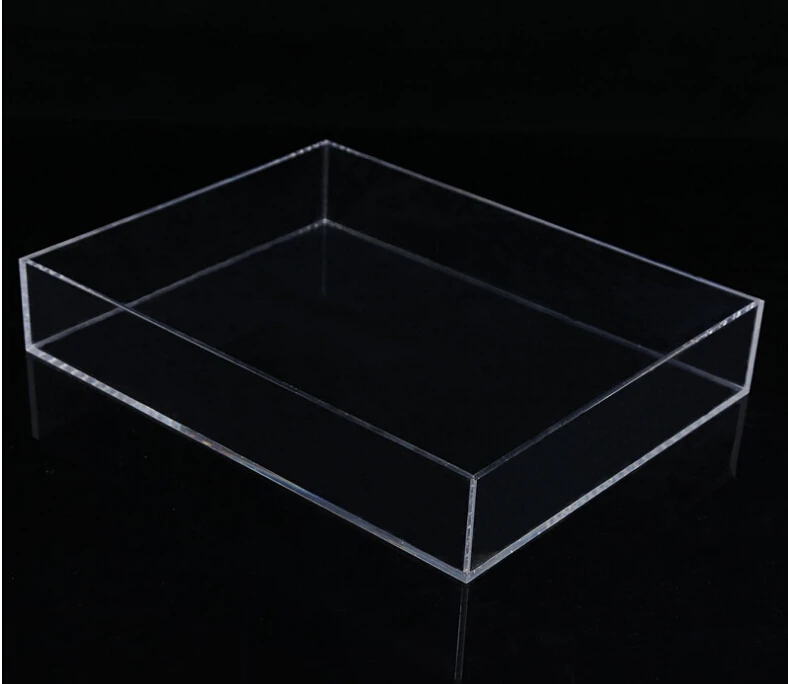 Manufacturer Custom Clear Rectangle Durable Recycled Acrylic Tray With No Handles