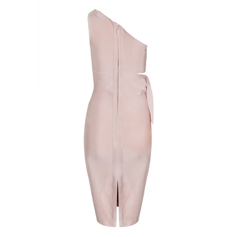 Latest design women knitted single shoulder bowknot style sexy design fitting party dress