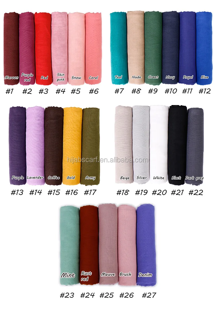 Summer Islamic Scarves Solid Color Lightweight Shawls Maxi Hijab Women Plain Cotton Scarf Hijabs