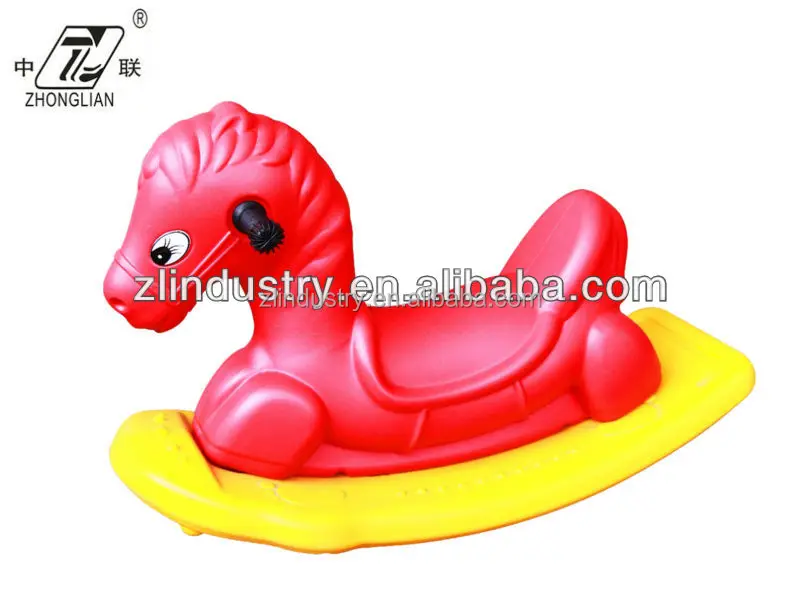 Tri-color children plastic rocking horse