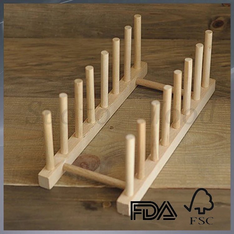 kitchen wood plate drying rack display stand wwod dish drainer wooden plate rack