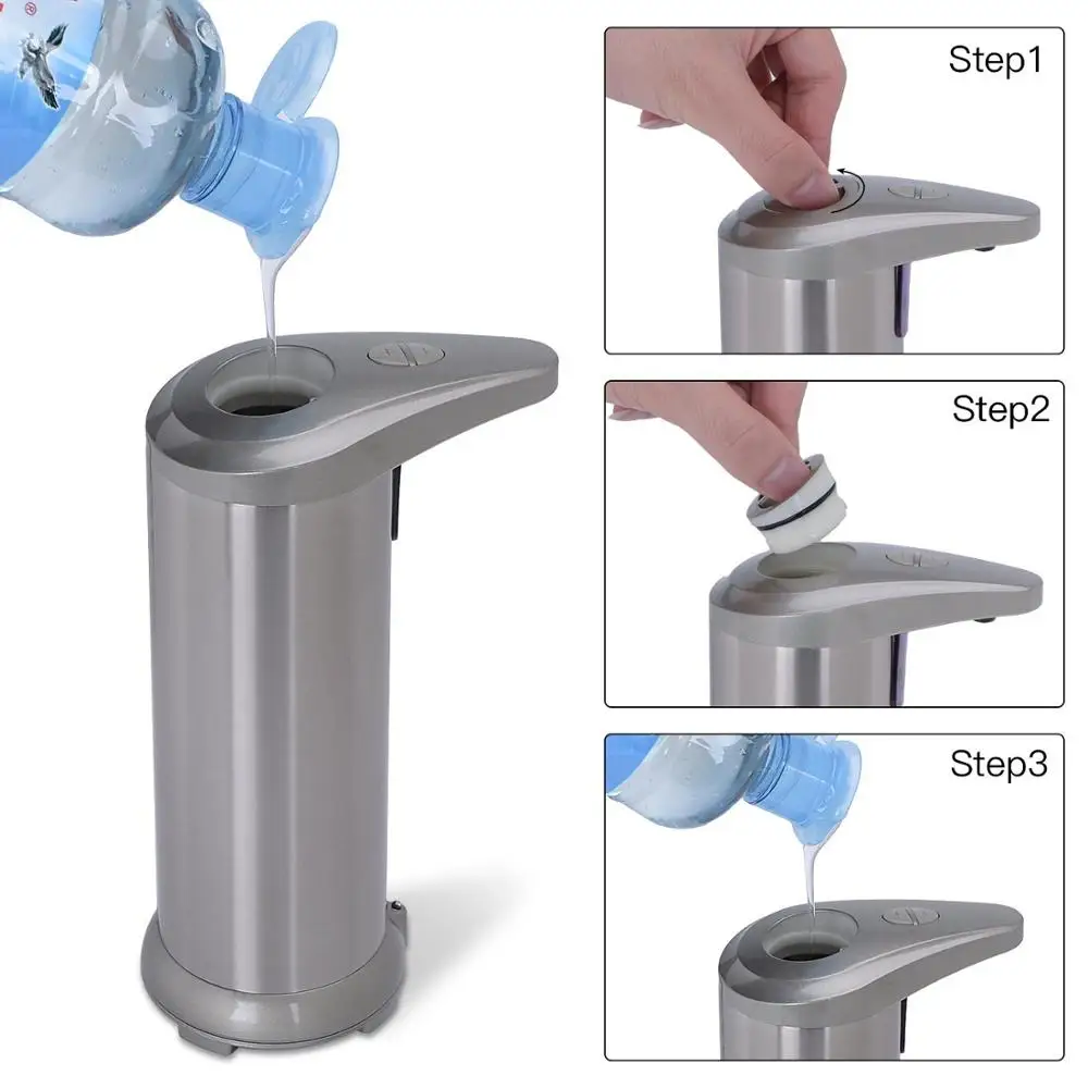 
Free touch adjustable Stainless steel Liquid smart automatic hand sanitizer sensor soap dispenser with CE Rohs 