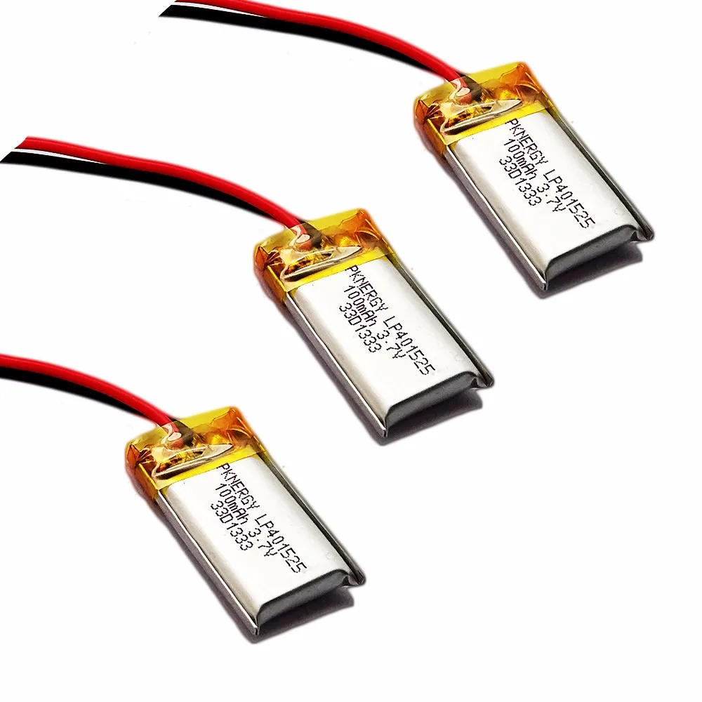 100mAh 3.7v li-polymer battery LP401525 small rechargeable batteries smallest lipo battery