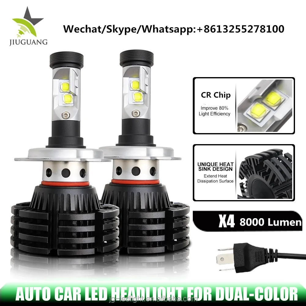 led headlight bulbs, high power H1 H7 H11 LED for car without fan X4 light head