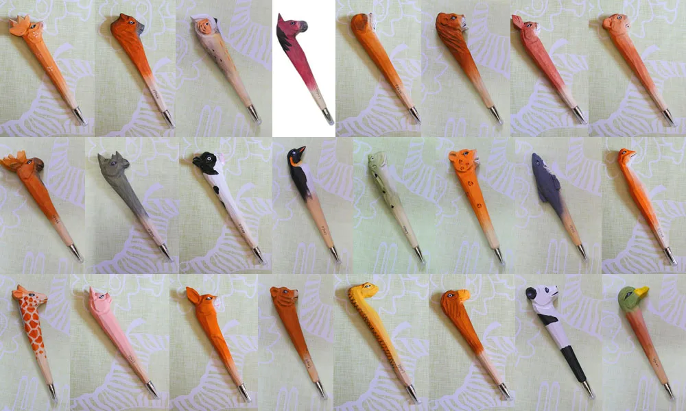
Hand-made Pen Cartoon Wood Carved Animal Shape Pen WHOLESALE WOOD CARVING HANDICRAFT GIFT CREATIVE STATIONERY 