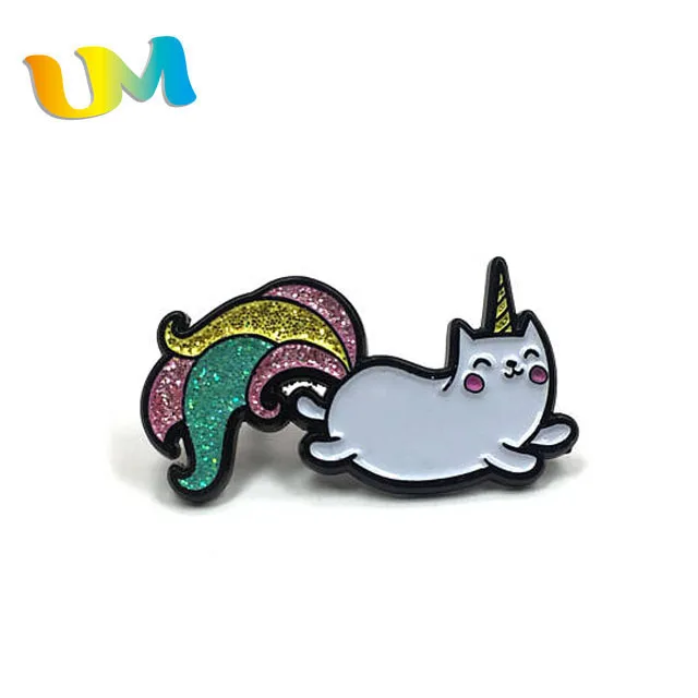 High quality gold plating bee glitter enamel pin wholesale