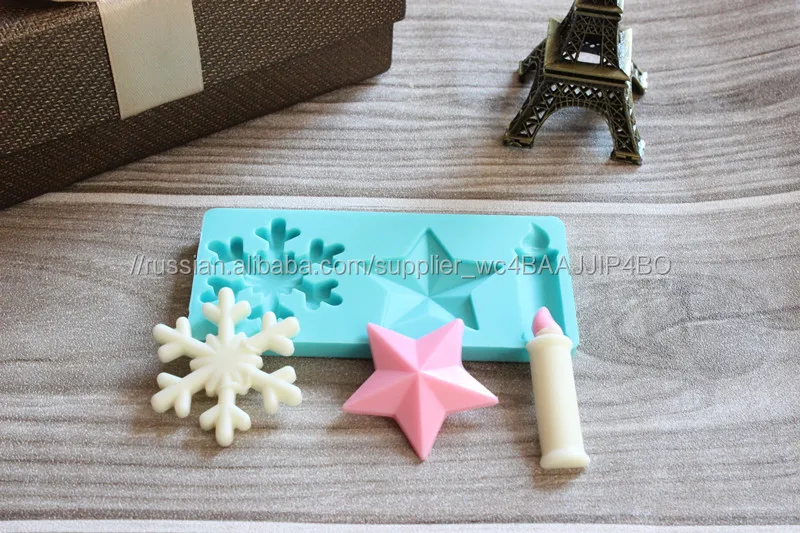 Рождество Снежинка и свечи и форме звезды силикона на заказ торт Мыло Mold