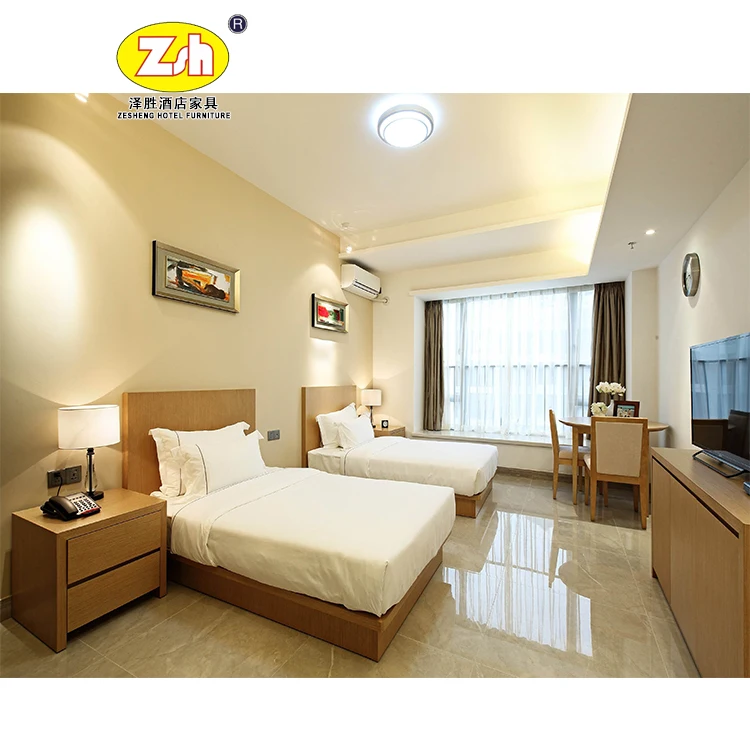 wooden Hotel twin Bed room furniture ZH-333