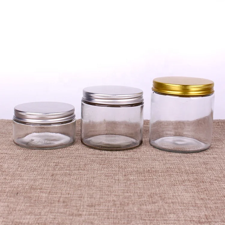 220ml 380ml 500ml 750ml hot sale glass honey jar frosted with Metal Aluminum screw Lid