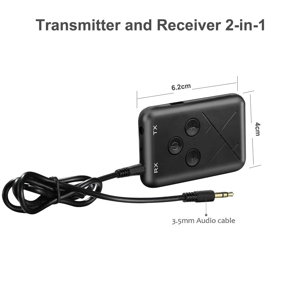 2 In 1 BT V4.1 Transmitter & Receiver Wireless 3.5mm Adapter  For TV/PC/iPod/PSP/Car Stereo Support APTX Low Latency