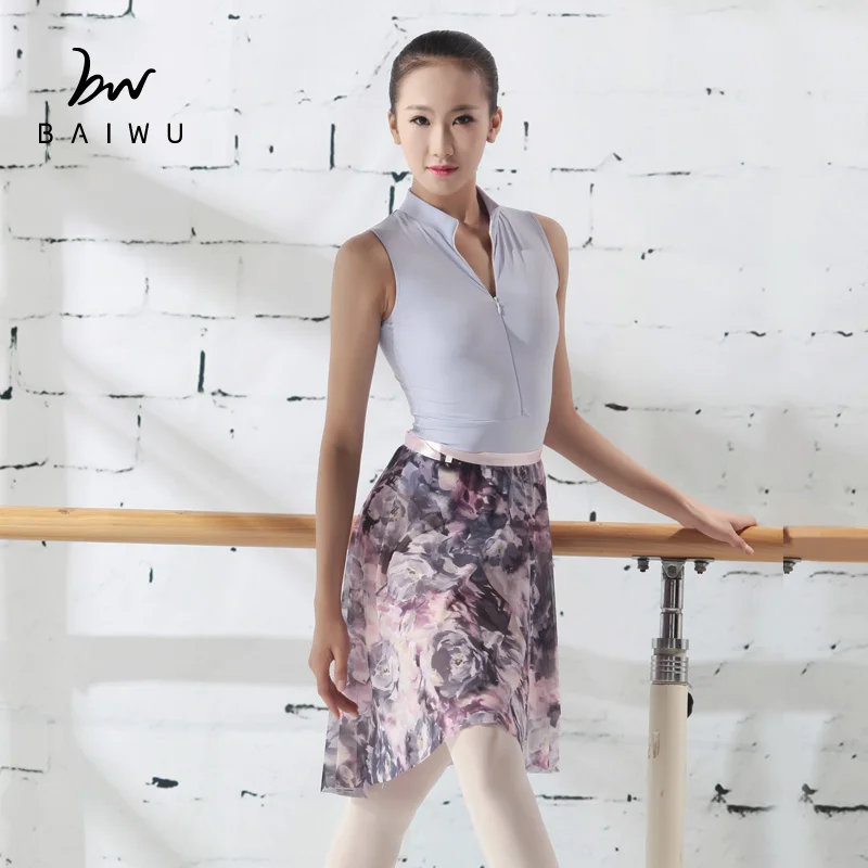 117145403 Baiwu Dance Floral Mesh Ballet Skirt Wrap Dance Skirt
