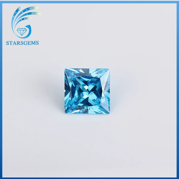 
loose square gemstone brilliant princess cut blue cubic zirconia gem stone 