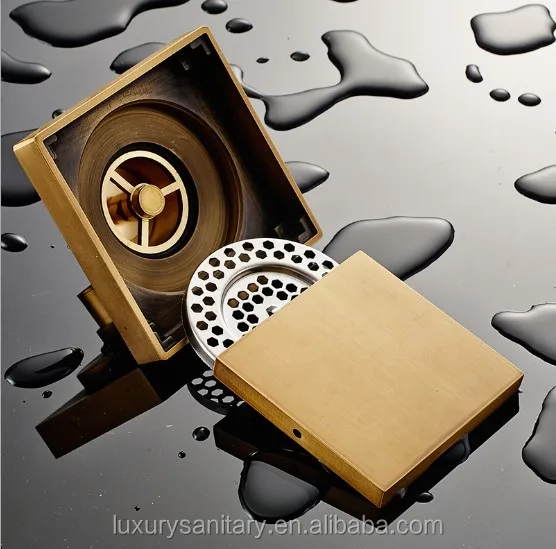 high quality antique chrome brass Invisible square floor drains