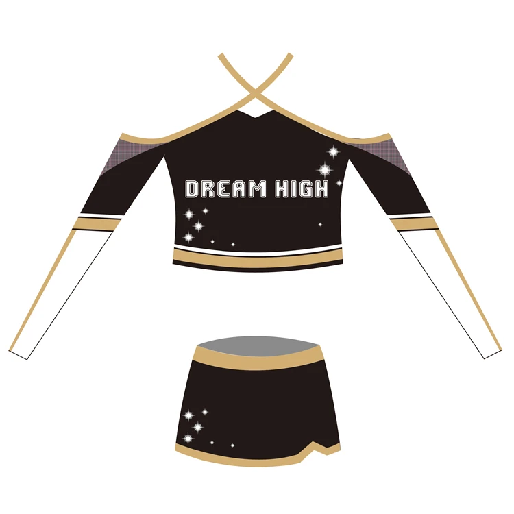 Cheer top and dance skirts sexy design your own cheerleader plus size dye sublimation cheerleading uniforms