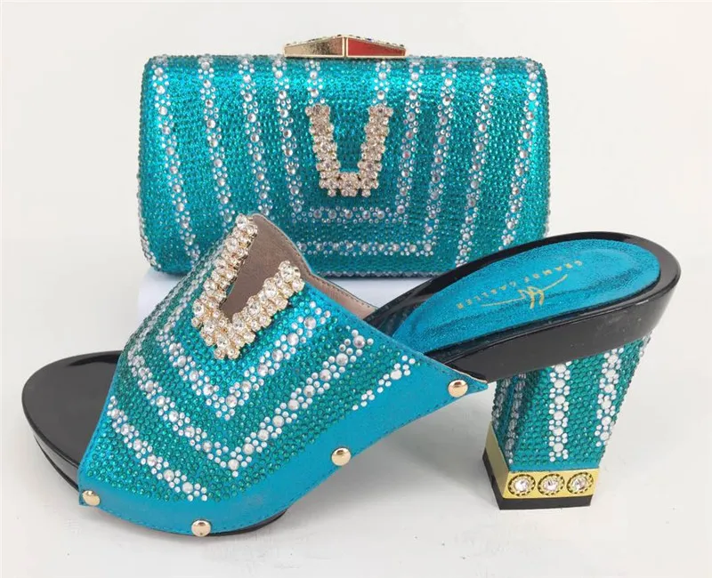 High Heels Platform Shoes With Bag Set For Ladies Party 2019 Pumps Italian Purple Shoes With Matching Bags For Bridal