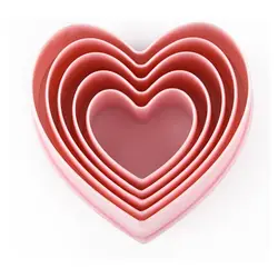 5Pcs Heart Shape Cookie Cutters Set Plastic Cookie Fondant Tool