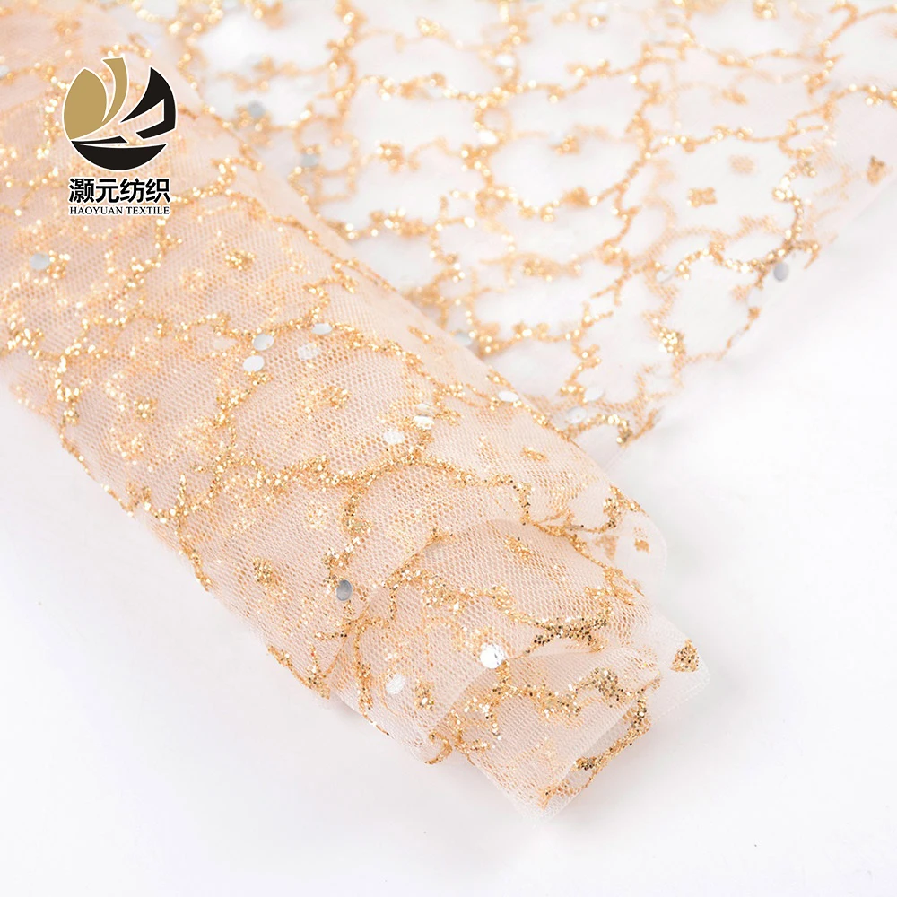 Irregular patterns superior quality shiny foil soft bridal glitter tulle fabric with sequins