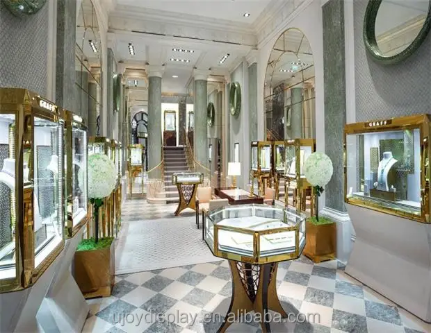 modern glass showcase for jewelry