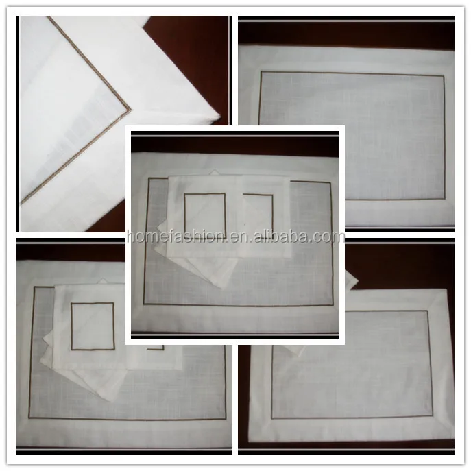 Льняная текстура 100% хлопок Варежки углы с золотой бордовой прострочкой вышитые линии подставки и подставки