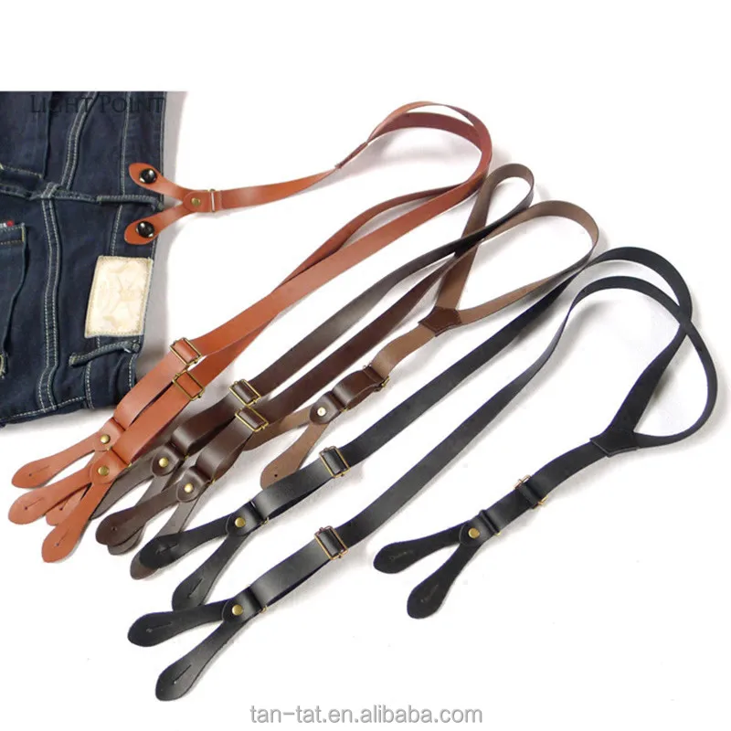 Mens Groomsmen Braces Dark Brown Leather Suspender