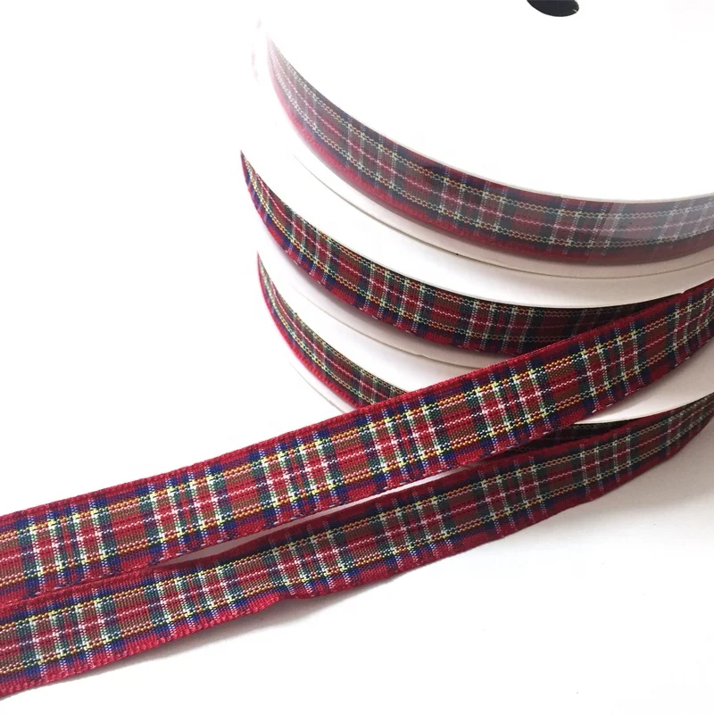 OKAY Factory Custom 1 INCH Woven Classic  Royal Stewart Tartan Craft Ribbon for Gift Wrapping, tartan ribbon