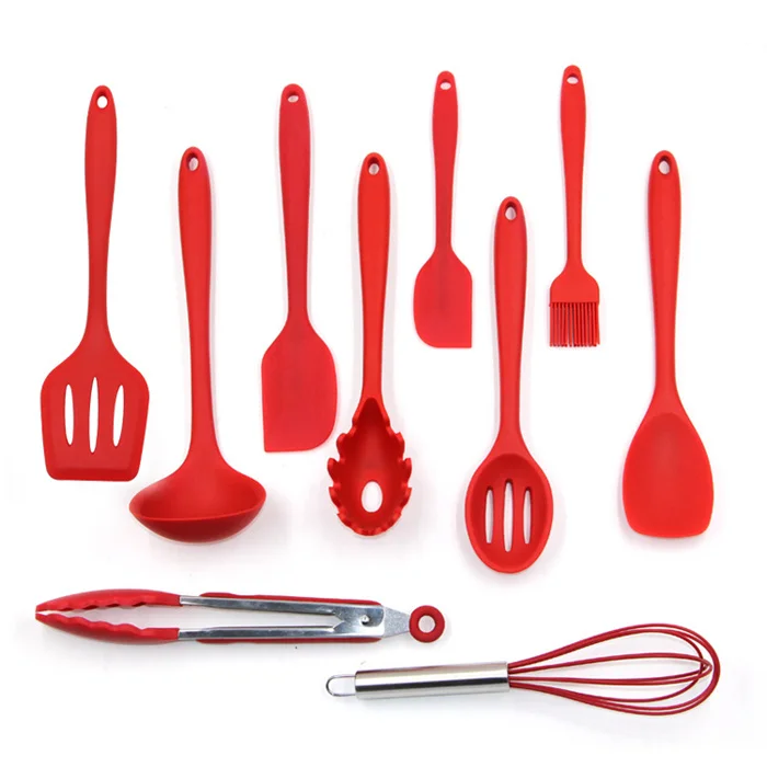 10pcs stainless steel kitchen tool sets food grade silicone cooking utensils set,wholesale silicon kitchen utensil sets