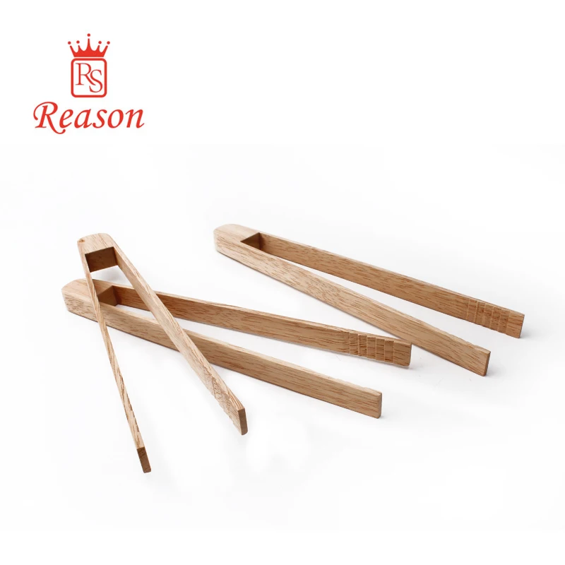 BBQ mini oak wooden food tongs