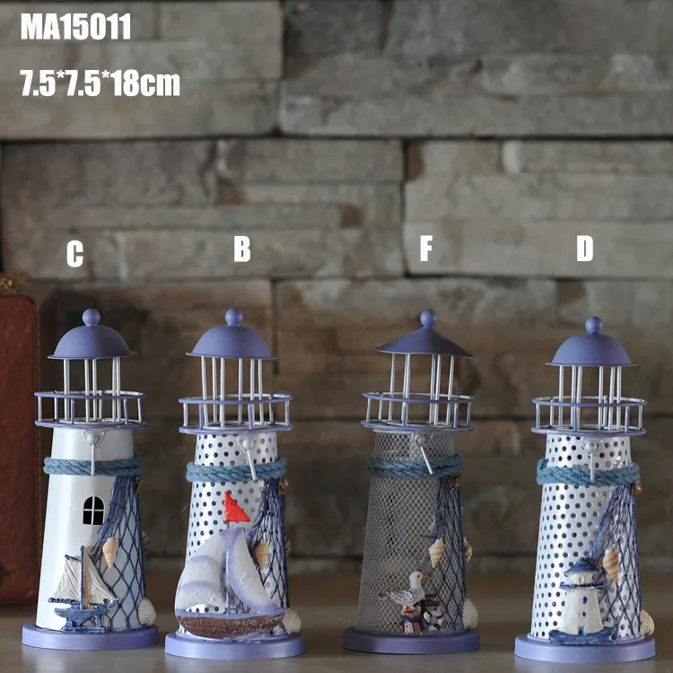 Ywbeyond 14cm 18cm 28cm Mediterranean style home nautical decor candle holder lighthouse decorations