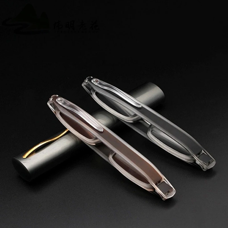 Mini Pocket Reading Compact Women360 Rotating Pen Clip Folding Reading Glasses