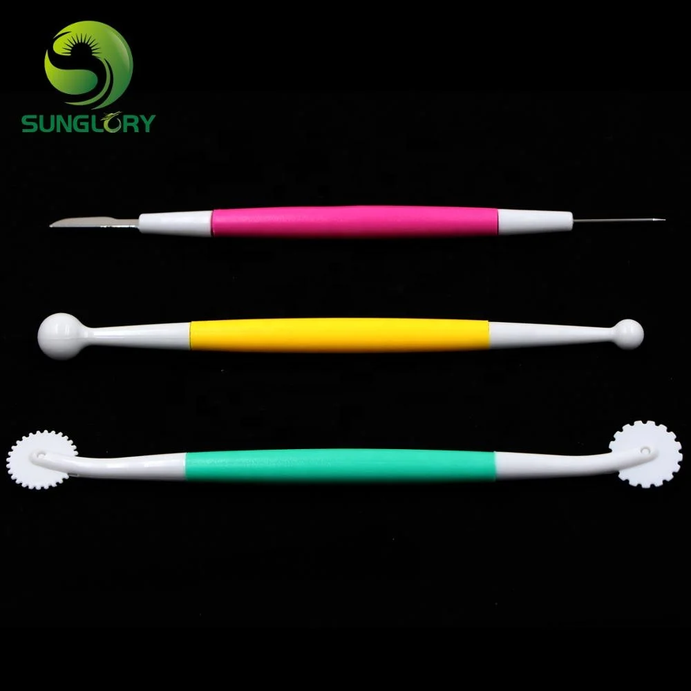 Пластиковые инструменты для моделирования торта, 3 шт., украшение для помадки и мастики, резные ручки для торта, цветочное моделирование, глиняная форма для выпечки тортов