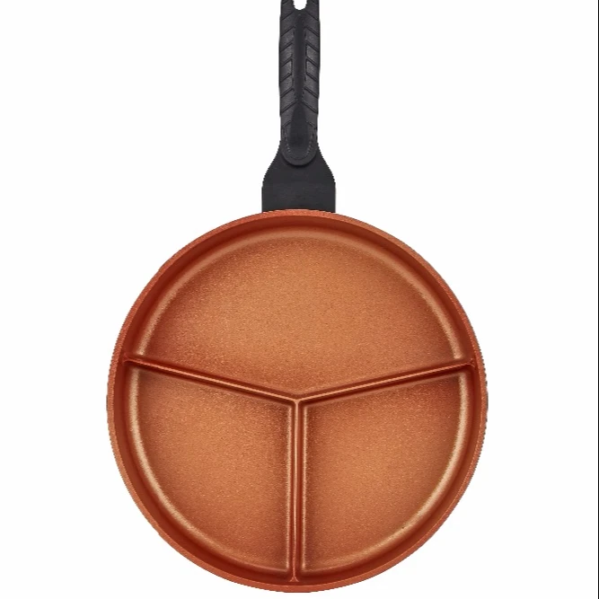 3 in 1 Fry Pan Grill Divided 3 Section Multi Fry Pan,tri-ply Copper Griddles & Grill Pans
