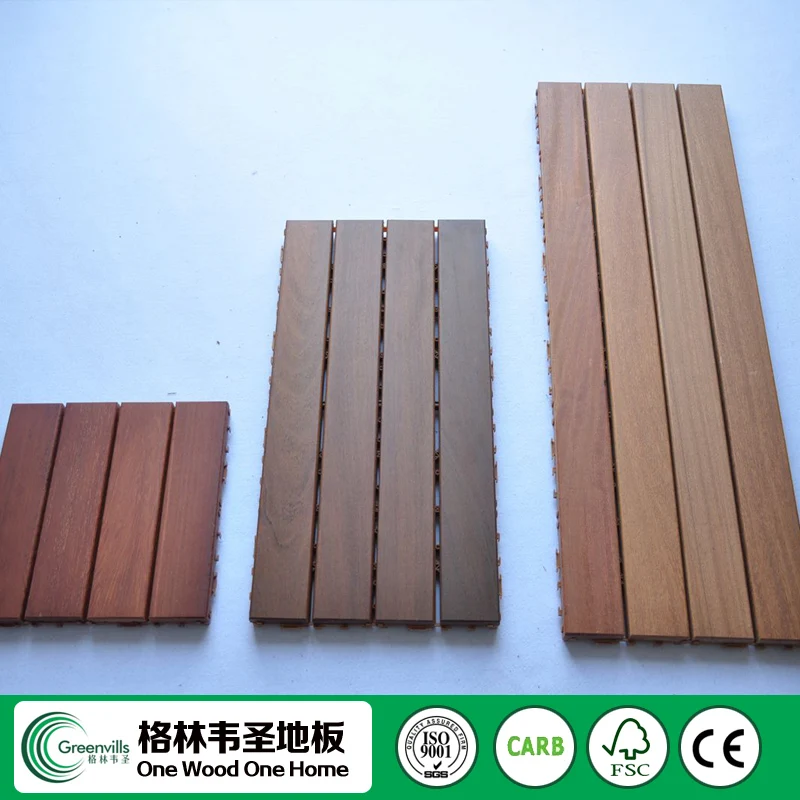 easy installed DIY IPE solid wood decking outdoor tiles hardwood interlocking