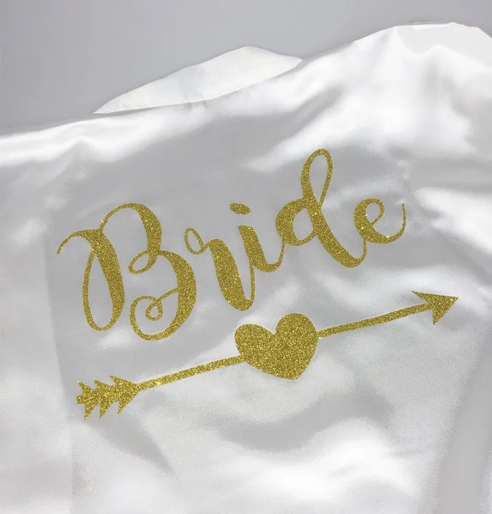 
C&Fung new Personalized Bridal Party Robes bride tribe arrow design bridesmaid soft satin shower bath gift Wedding Robe S-XXL 