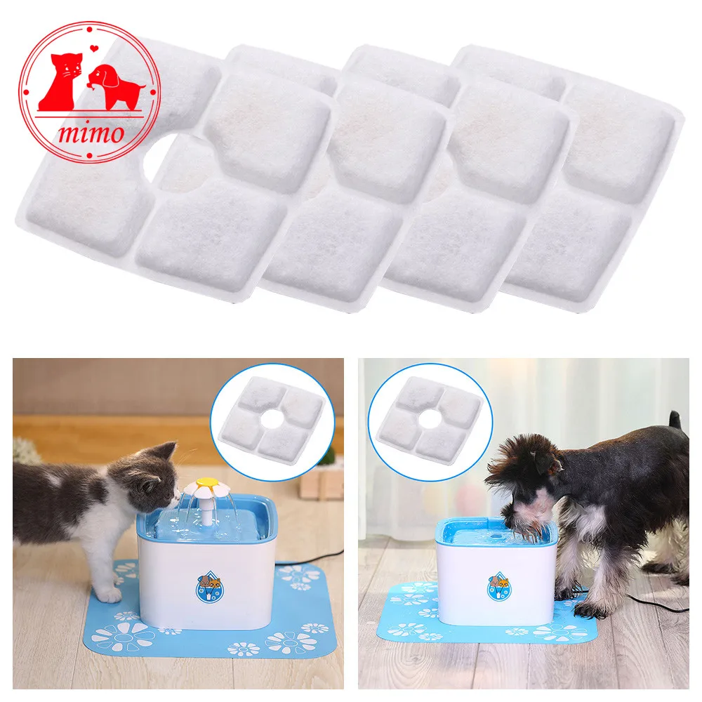 4pcs/box Pet Dog Square Drinker Filter Water Fountain Filter Activated Carbon For Dog Cat Automatic Water Feeder Accessories