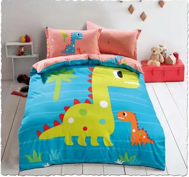 Wholesale pure cotton printed 3 pieces bed linen bedding set for children 40s 200TC