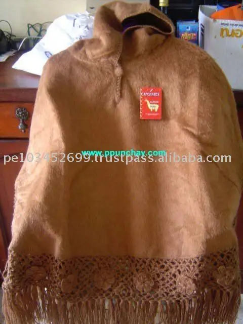 Плащ-пончо с капюшоном из альпаки, Перу