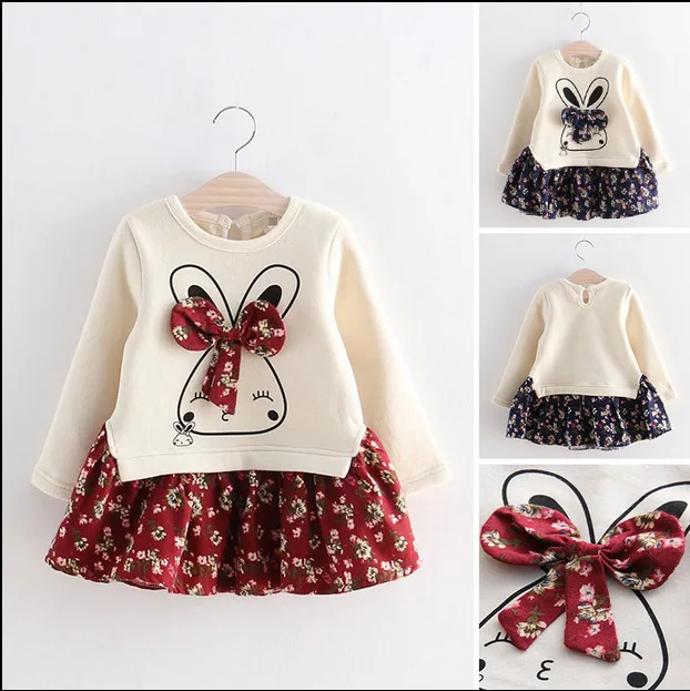 Korean Baby girl font b Dress b font ball gown vestidos autumn 2 7Y kids warm