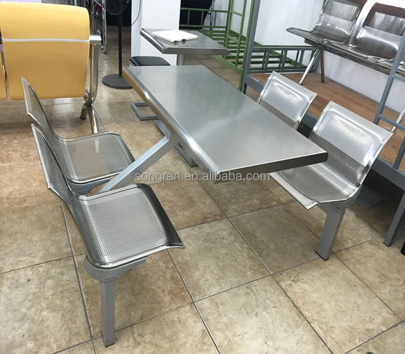 4-seater metal fast food tables canteen tables and chairs