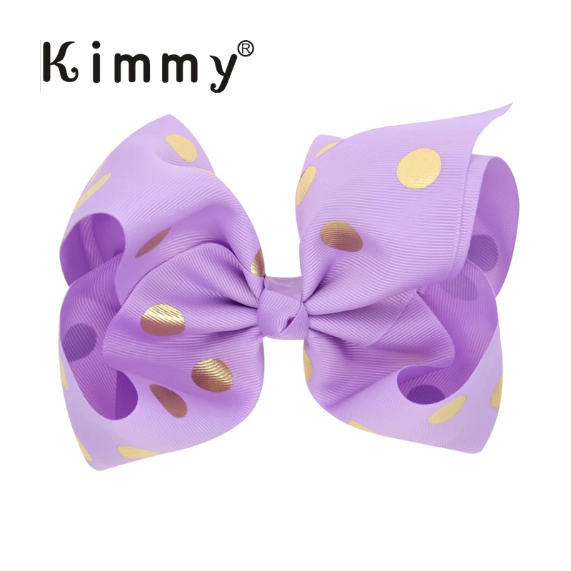 Extra large 6 inch Gold Foil Polka Dot red bow hair
