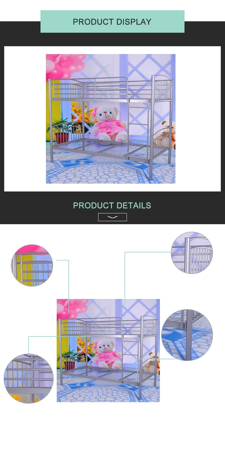 
Metal bunk beds with wire mesh base 