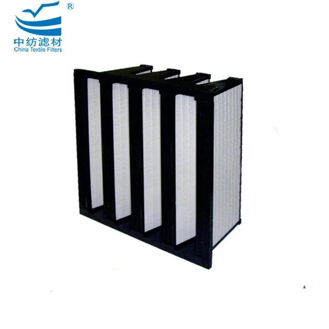 MERV 16 Plastic Frame V Bank Air Filters For HVAC System